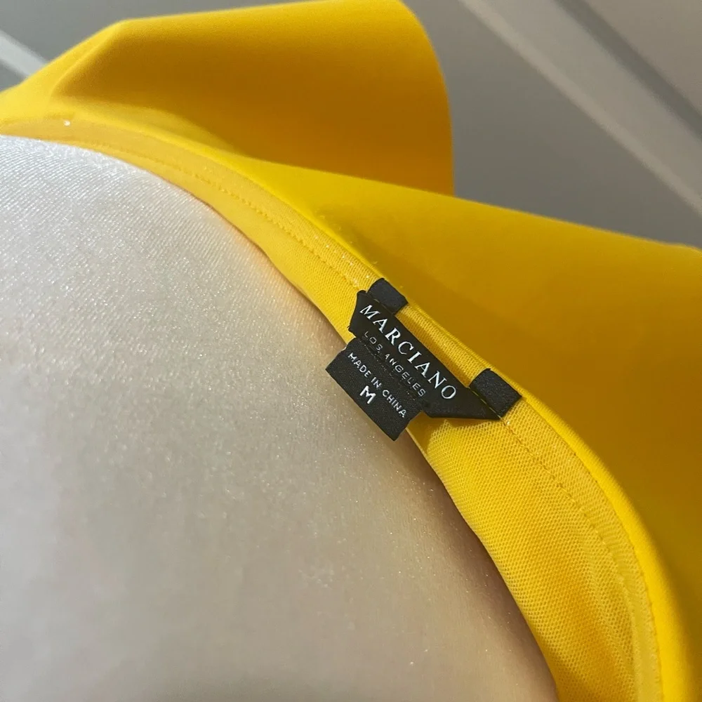 Guess by George Marciano designer exclusive Yellow One-Shoulder women’s bodysuit - Picture 2 of 4